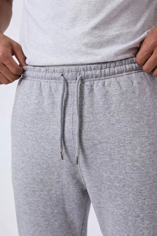 Open Hem Drawstring Joggers - mid grey