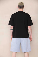 Oversized Extended Neck T-shirt - Black For Men Cicay