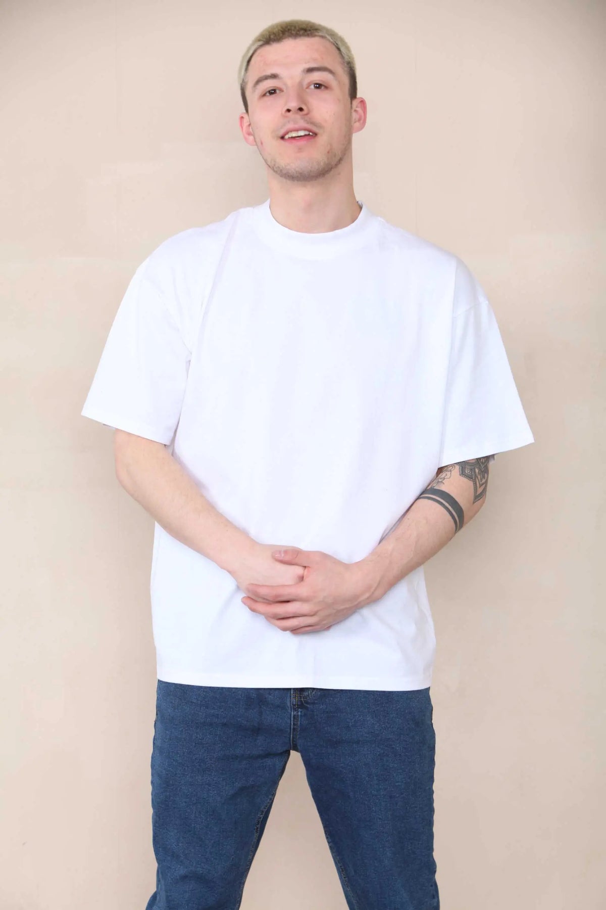 Oversized Extended Neck T-shirt - White For Men Cicay