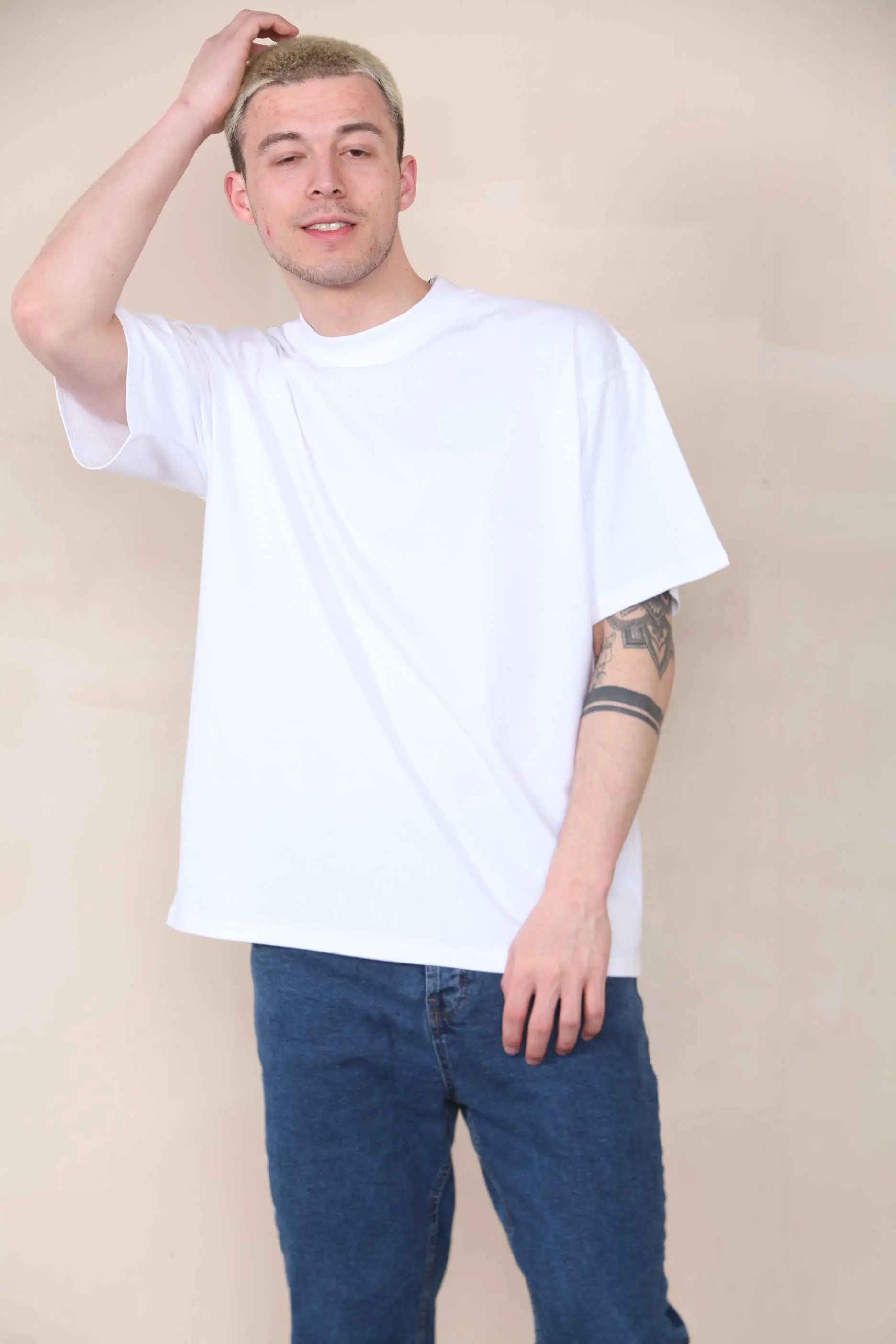 Oversized Extended Neck T-shirt - White For Men Cicay