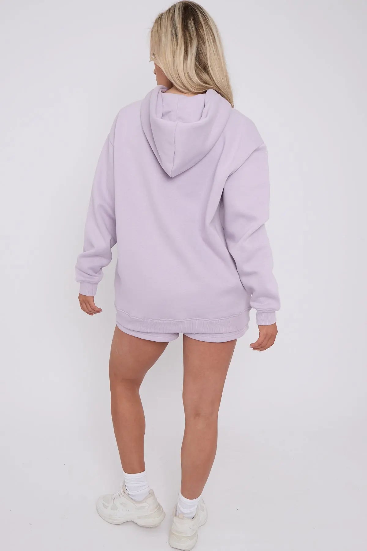 Oversized Pullover Hoodie and Short Loungewear Set Charcoal Grey Cicay