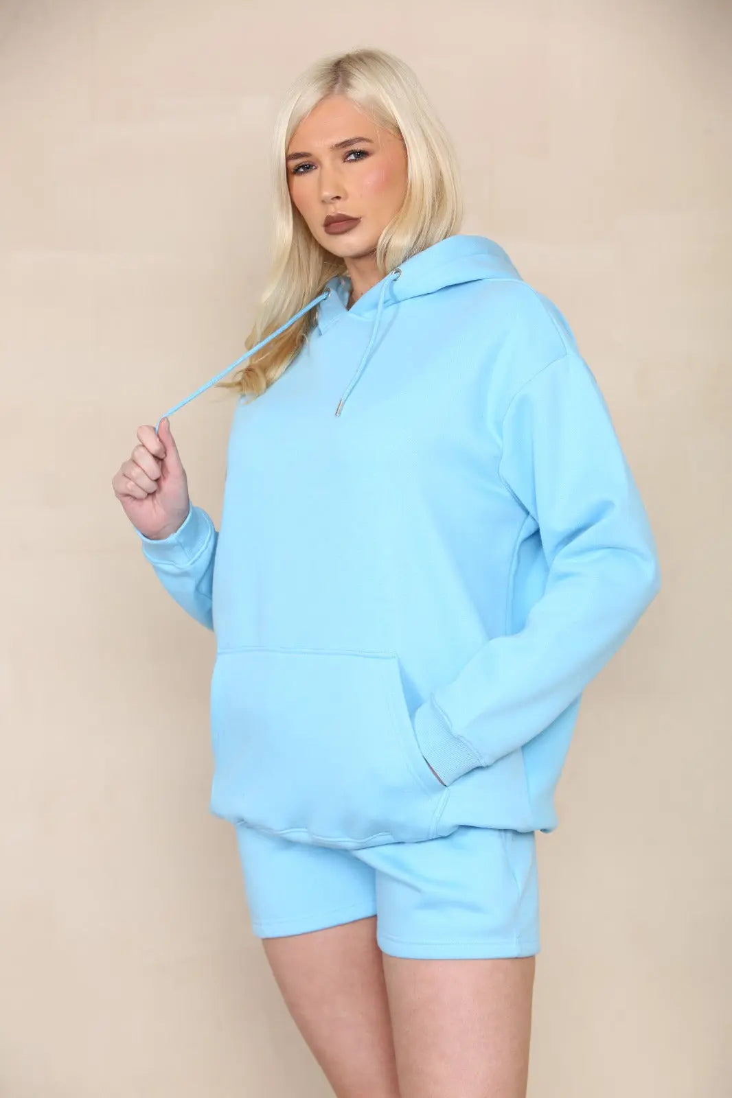 Oversized Pullover Hoodie and Short Loungewear Set Cicay