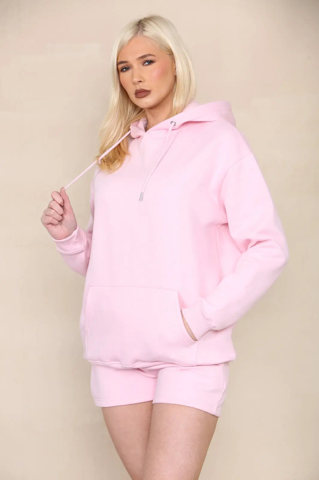 Oversized Pullover Hoodie and Short Loungewear Set Cicay