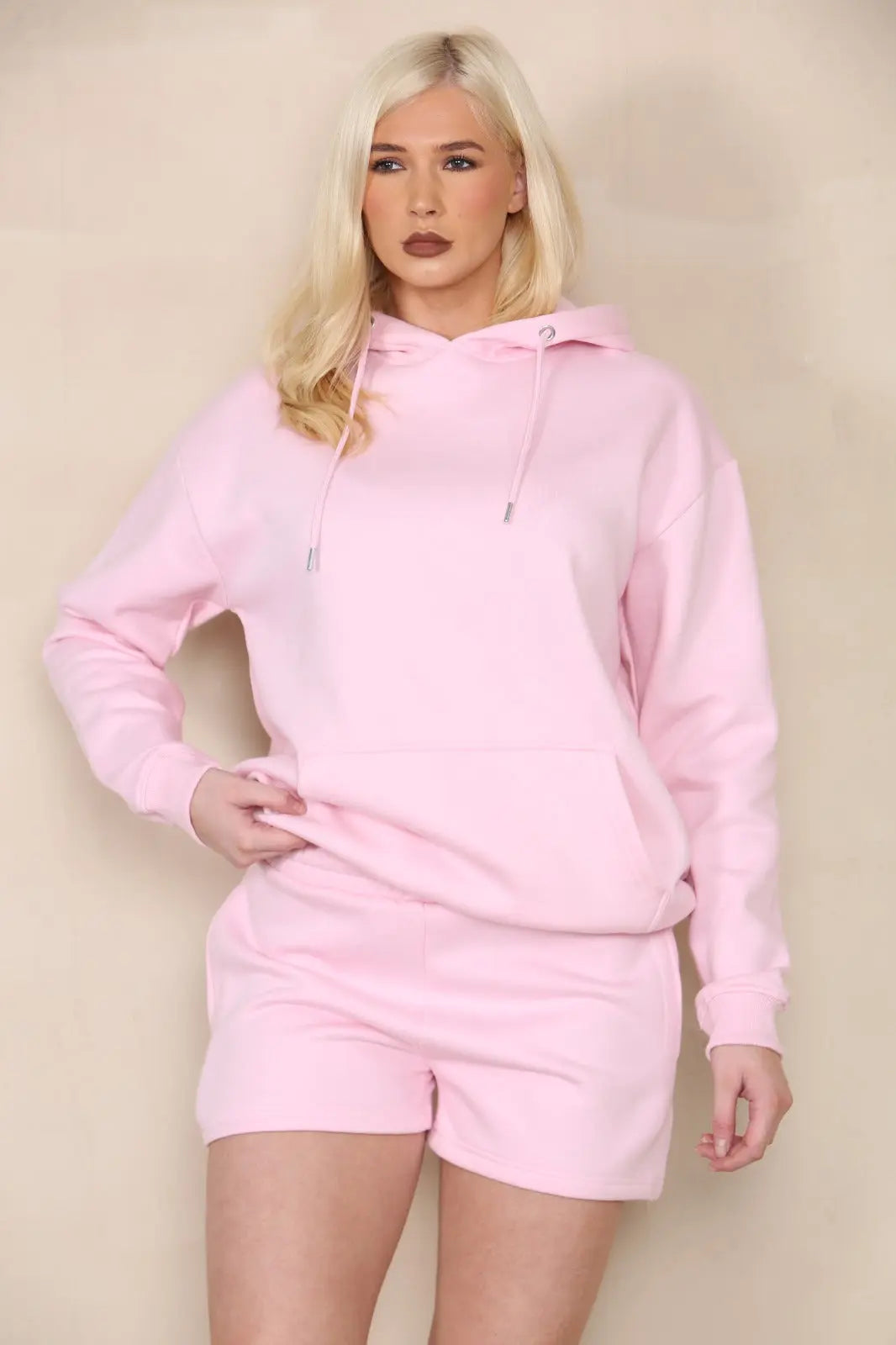 Oversized Pullover Hoodie and Short Loungewear Set Cicay