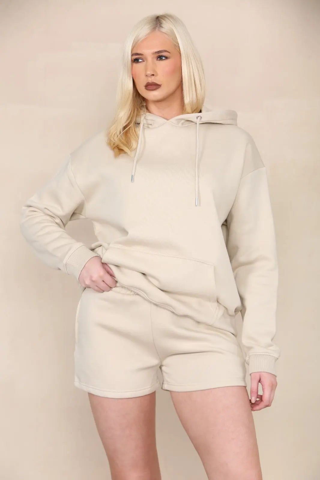 Oversized Pullover Hoodie and Short Loungewear Set Cicay