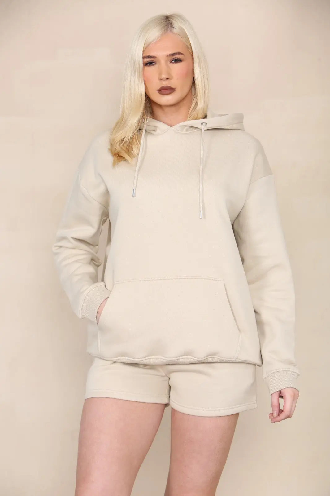 Oversized Pullover Hoodie and Short Loungewear Set Cicay