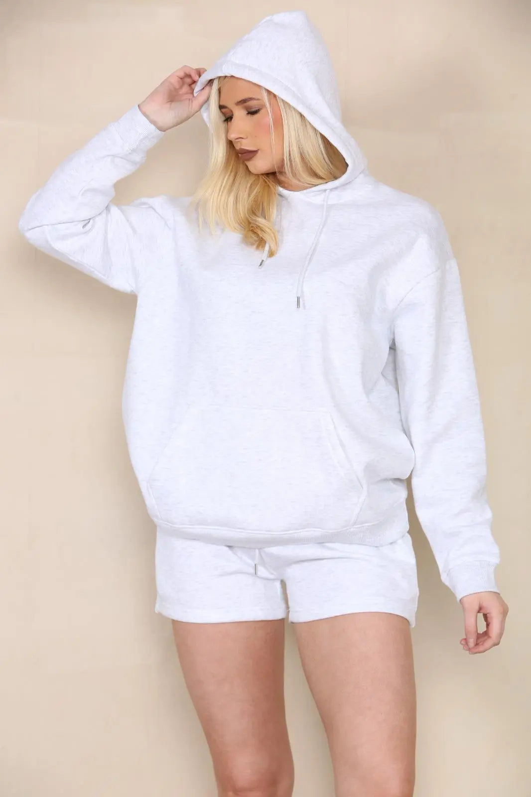 Oversized Pullover Hoodie and Short Loungewear Set Cicay