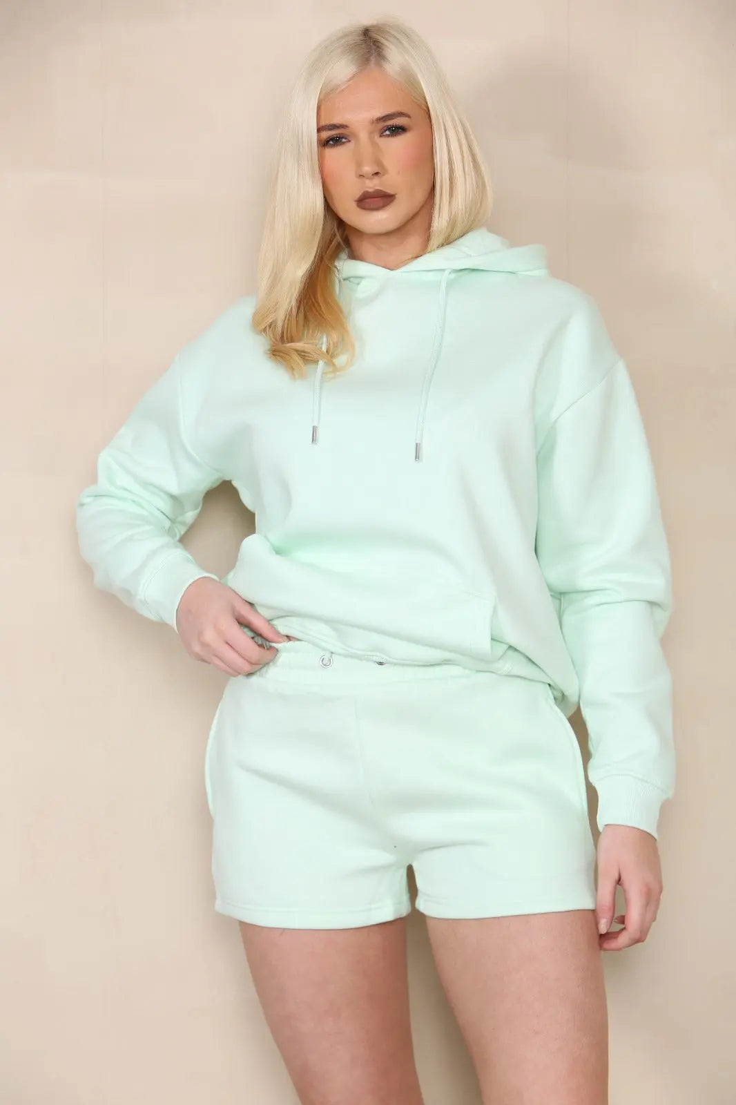 Oversized Pullover Hoodie and Short Loungewear Set Cicay