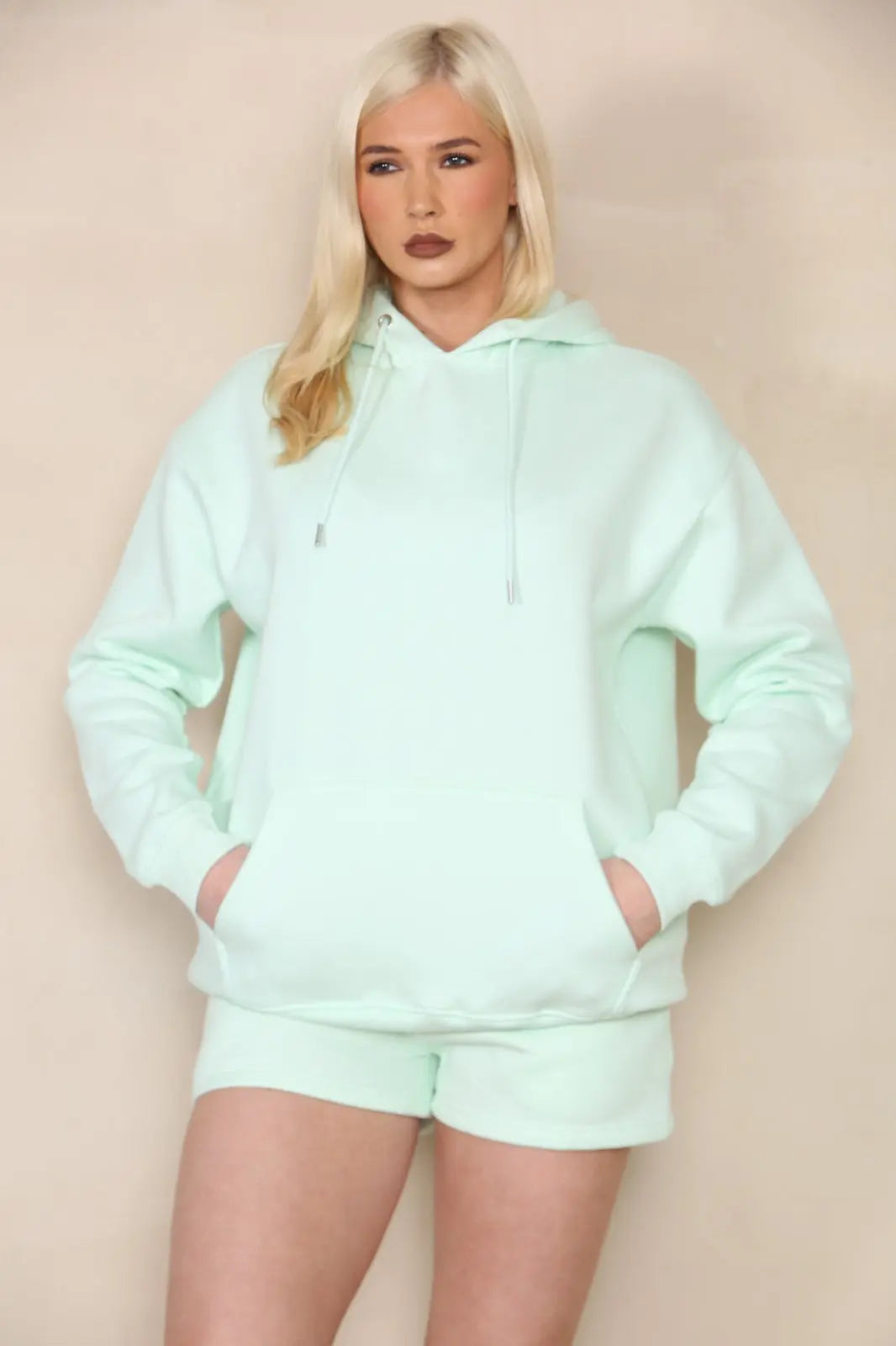 Oversized Pullover Hoodie and Short Loungewear Set Cicay