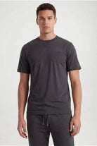 Relaxed Fit Crew Neck Cotton T-Shirt - Charcoal