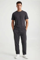Relaxed Fit Crew Neck Cotton T-Shirt - Charcoal