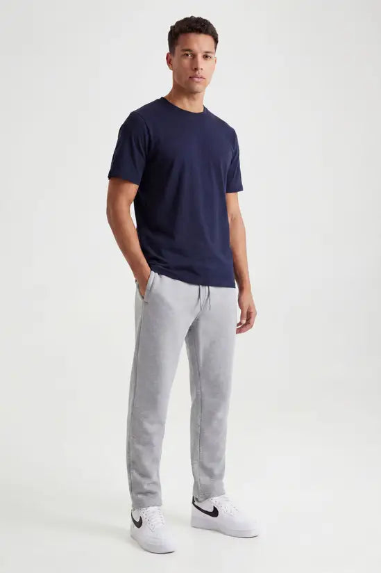 Relaxed Fit Crew Neck Cotton T-Shirt - Navy