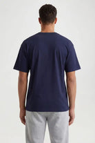 Relaxed Fit Crew Neck Cotton T-Shirt - Navy
