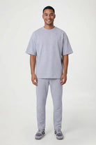 Relaxed Fit Crew Neck Cotton T-Shirt - Mid Grey