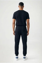 Rib Hem Drawstring Joggers - black
