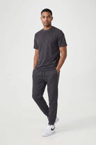 Rib Hem Drawstring Joggers - charcoal