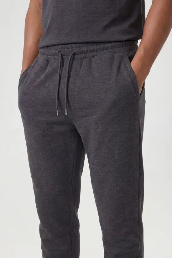Rib Hem Drawstring Joggers - charcoal