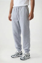 Rib Hem Drawstring Joggers - mid grey