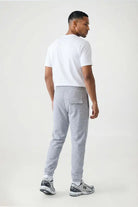 Rib Hem Drawstring Joggers - mid grey