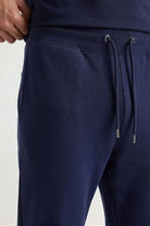 Rib Hem Drawstring Joggers - navy