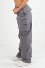 Women's Twill Combat Stretch Straight Leg French Seam Cotton Cargo Low Waist Trousers