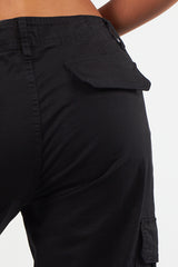 Women's Twill Combat Stretch Straight Leg Cotton Cargo Low Waist Trousers