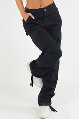 Women's Multi Pocket Twill Combat Stretch Straight Leg Low Waist Cargo Trousers