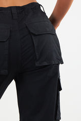 Women's Multi Pocket Twill Combat Stretch Straight Leg Low Waist Cargo Trousers