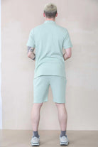 Man Slim Fit Waffle Zip  Polo & Short Set-3