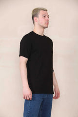 Slim Fit Waffle T-shirt - Black Cicay