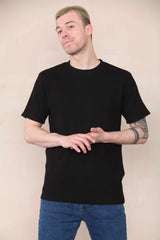 Slim Fit Waffle T-shirt - Black Cicay