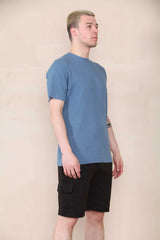 Slim Fit Waffle T-shirt - Slate Blue Cicay