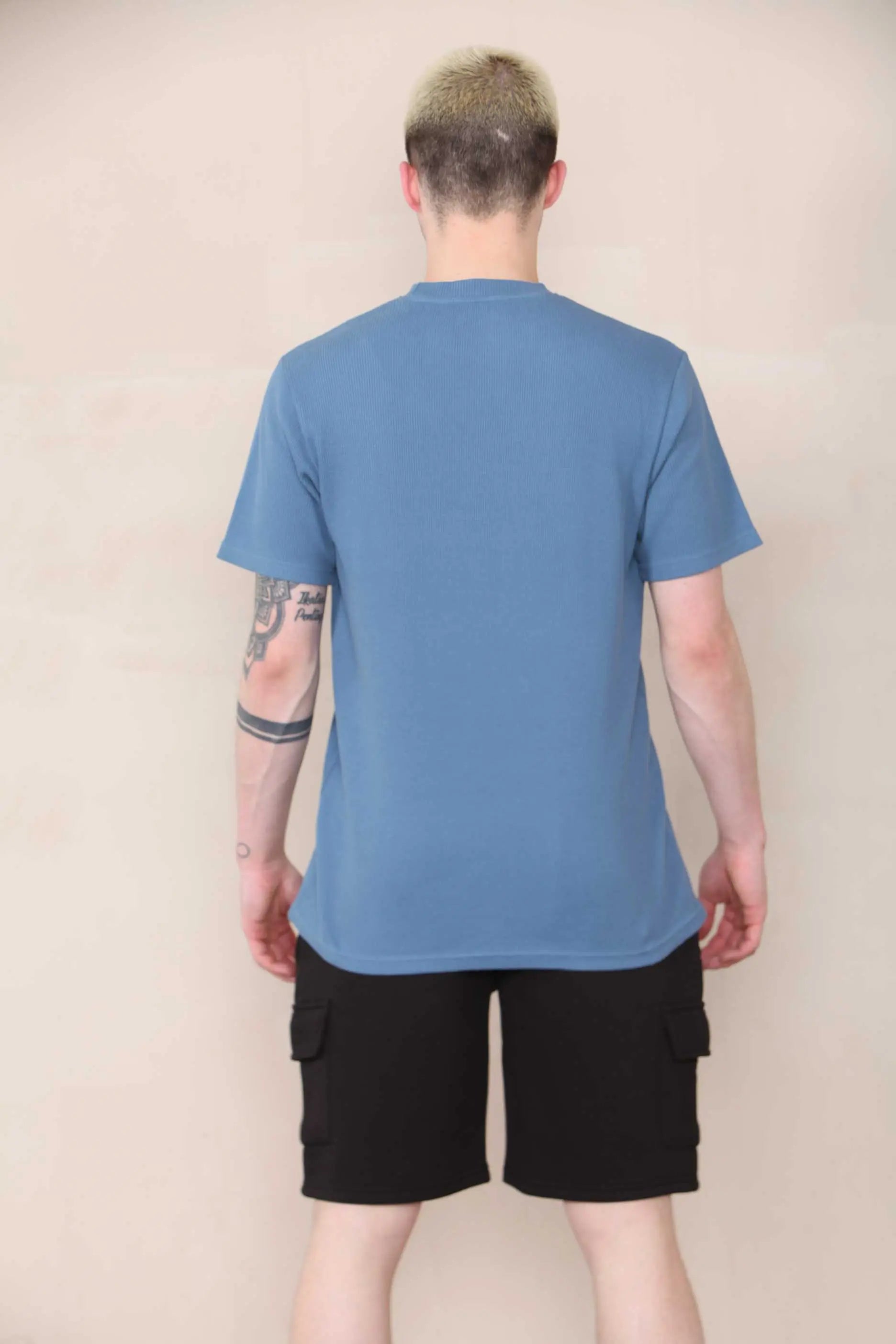 Slim Fit Waffle T-shirt - Slate Blue Cicay