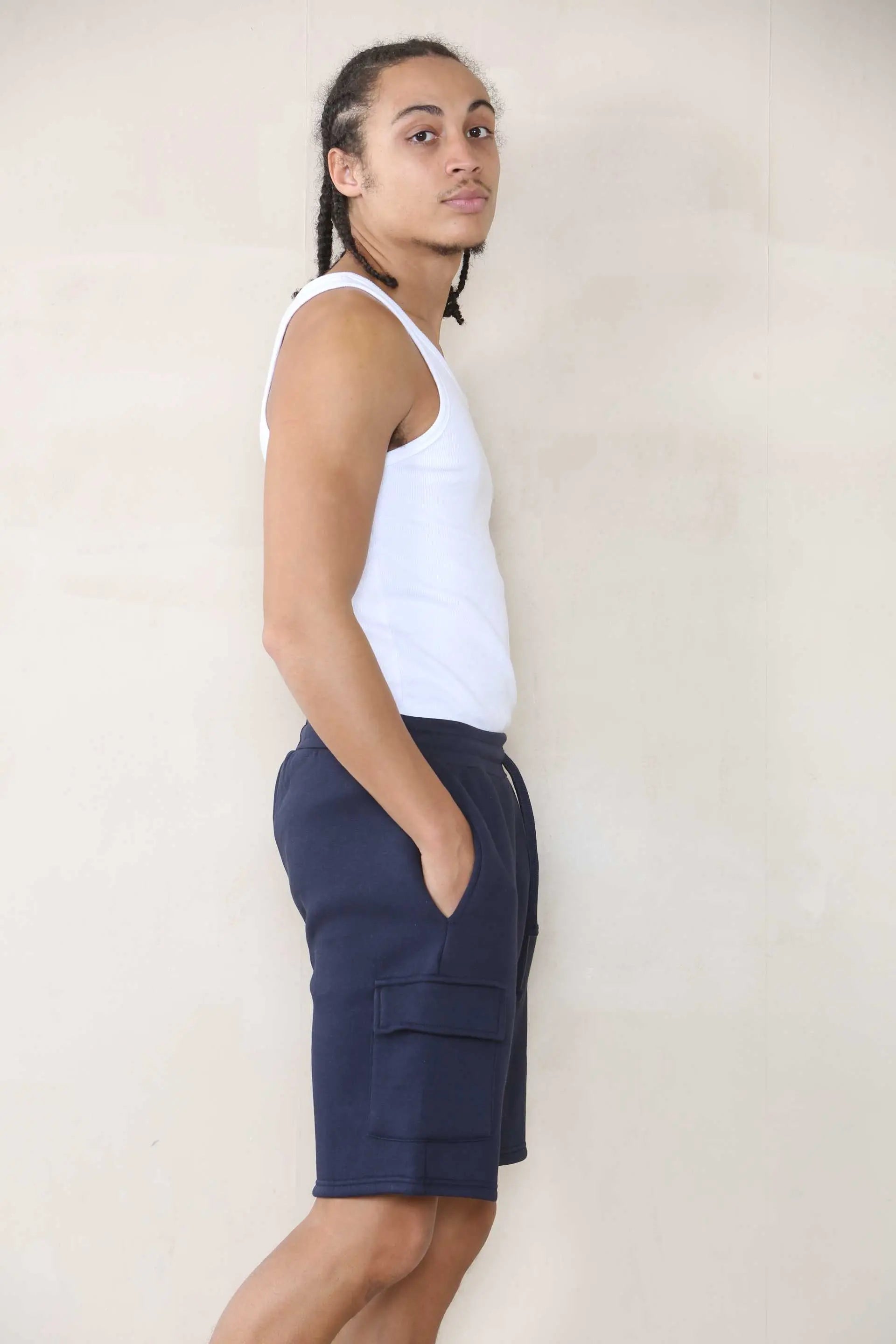 Slim Mid Cargo Jersey Short - Navy Cicay