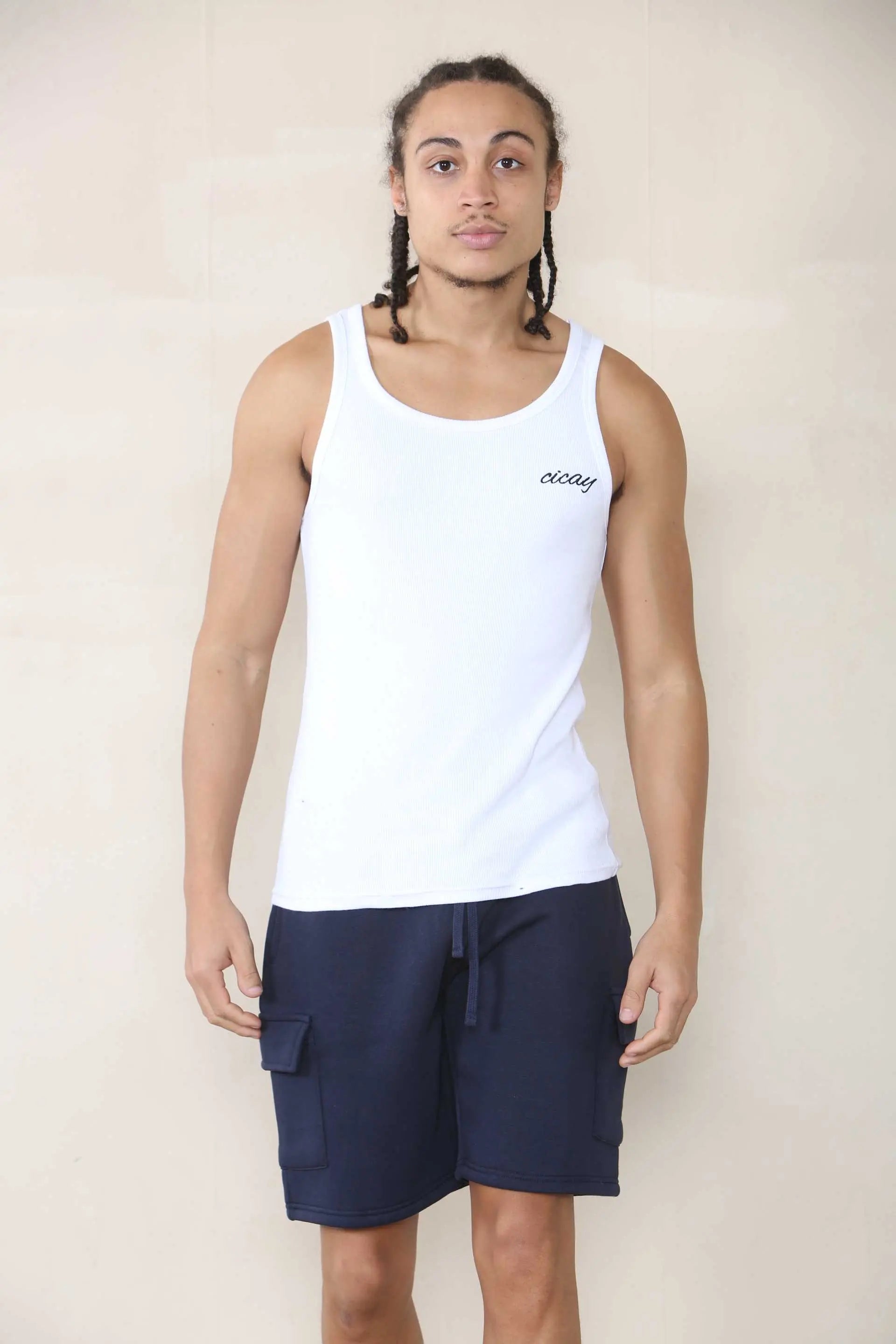 Slim Mid Cargo Jersey Short - Navy Cicay