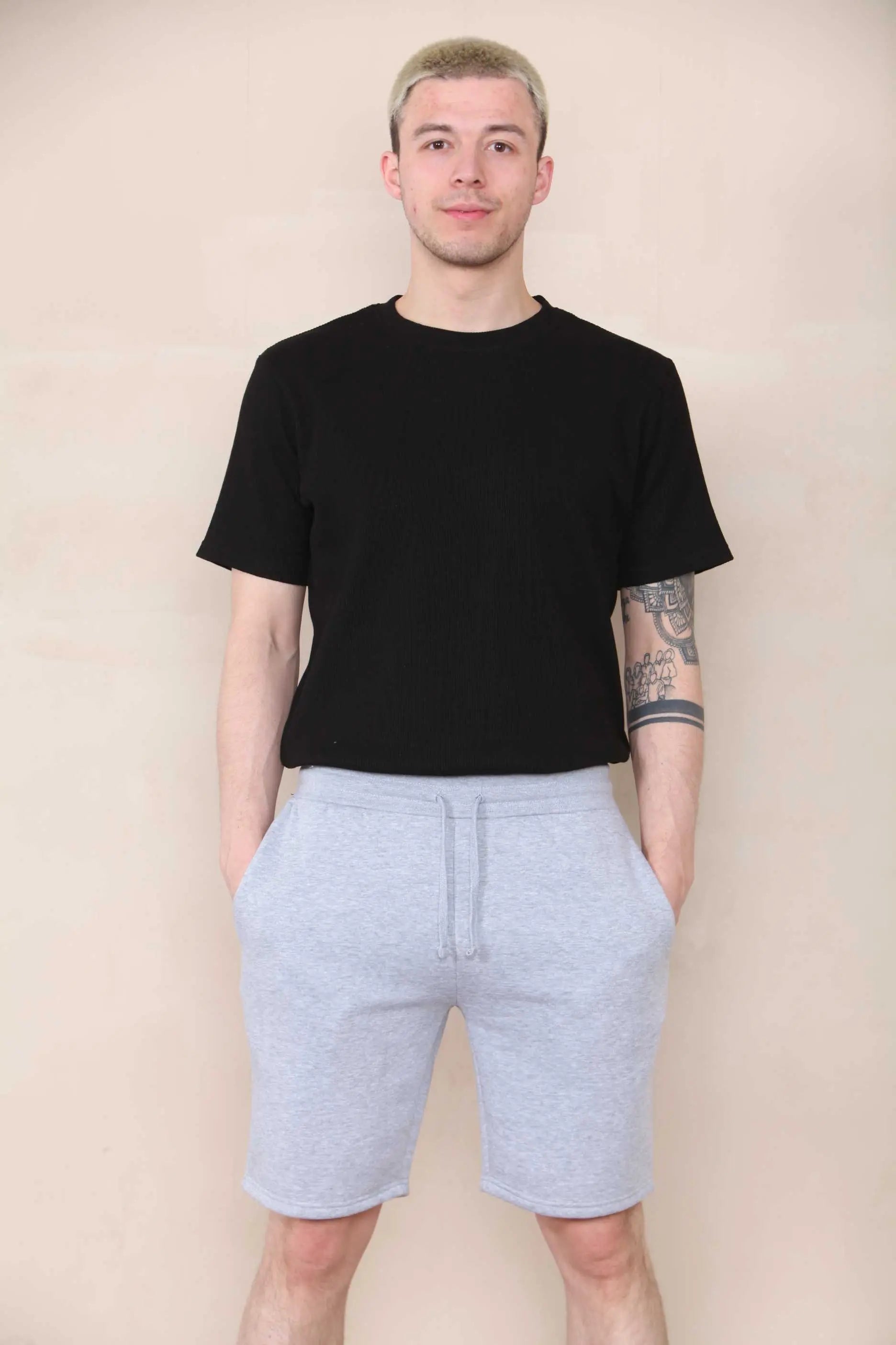 Slim Mid Length Jersey Short - Grey Marl Cicay