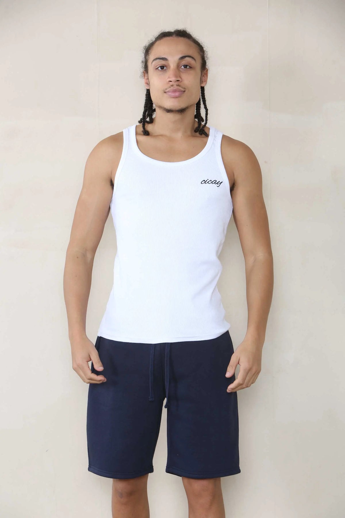 Slim Mid Length Jersey Short - Navy Cicay