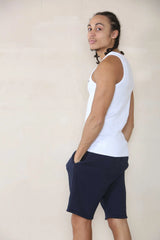 Slim Mid Length Jersey Short - Navy Cicay