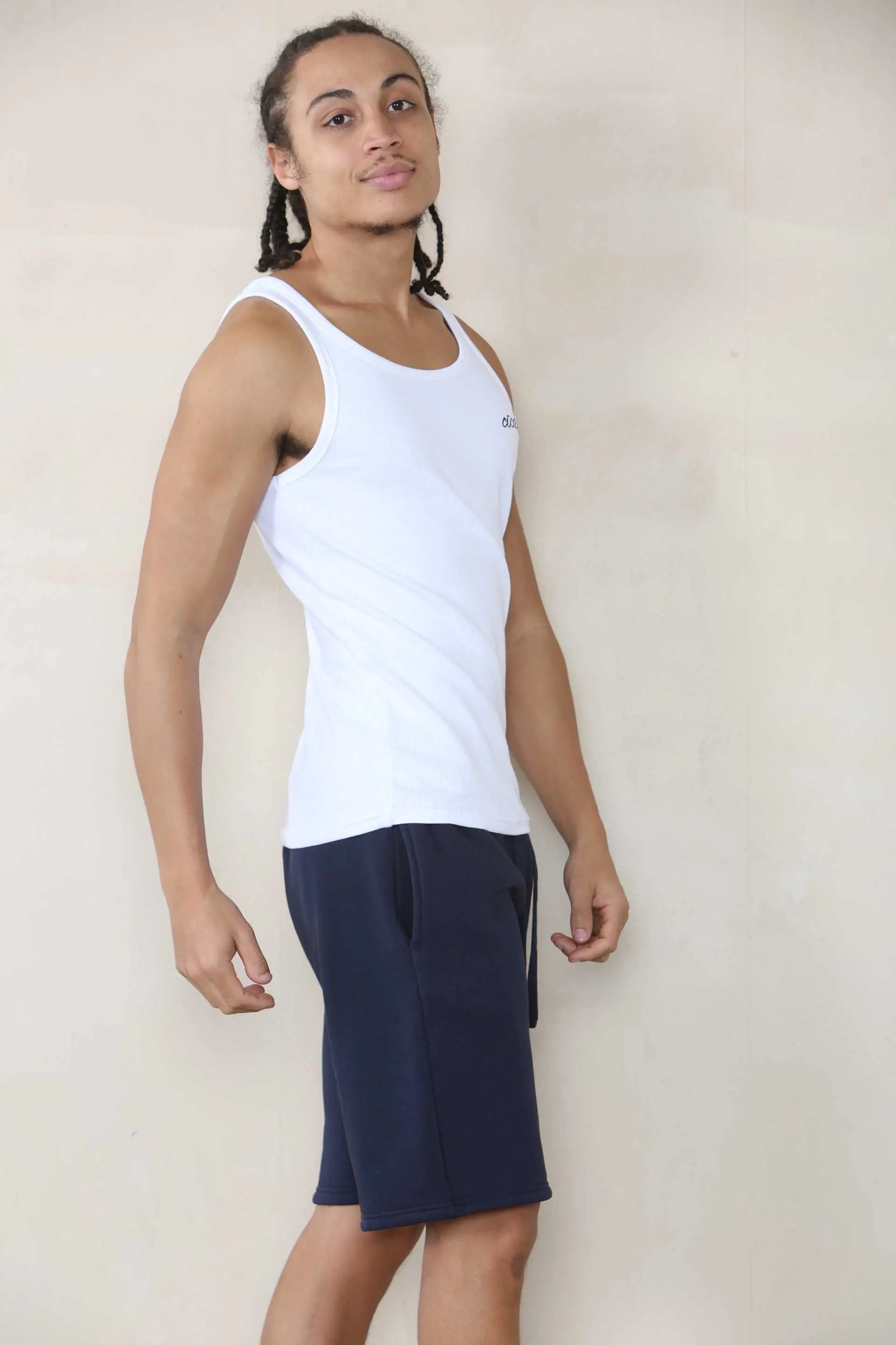 Slim Mid Length Jersey Short - Navy Cicay