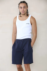 Slim Mid Length Jersey Short - Navy Cicay