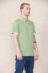 Slim Tipped Pique Polo - Khaki Cicay