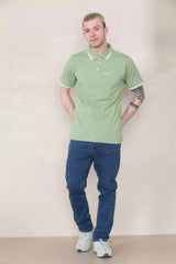 Slim Tipped Pique Polo - Khaki Cicay