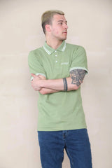 Slim Tipped Pique Polo - Khaki Cicay