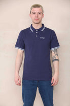 Slim Tipped Pique Polo - Mid Navy Cicay