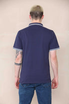 Slim Tipped Pique Polo - Mid Navy Cicay