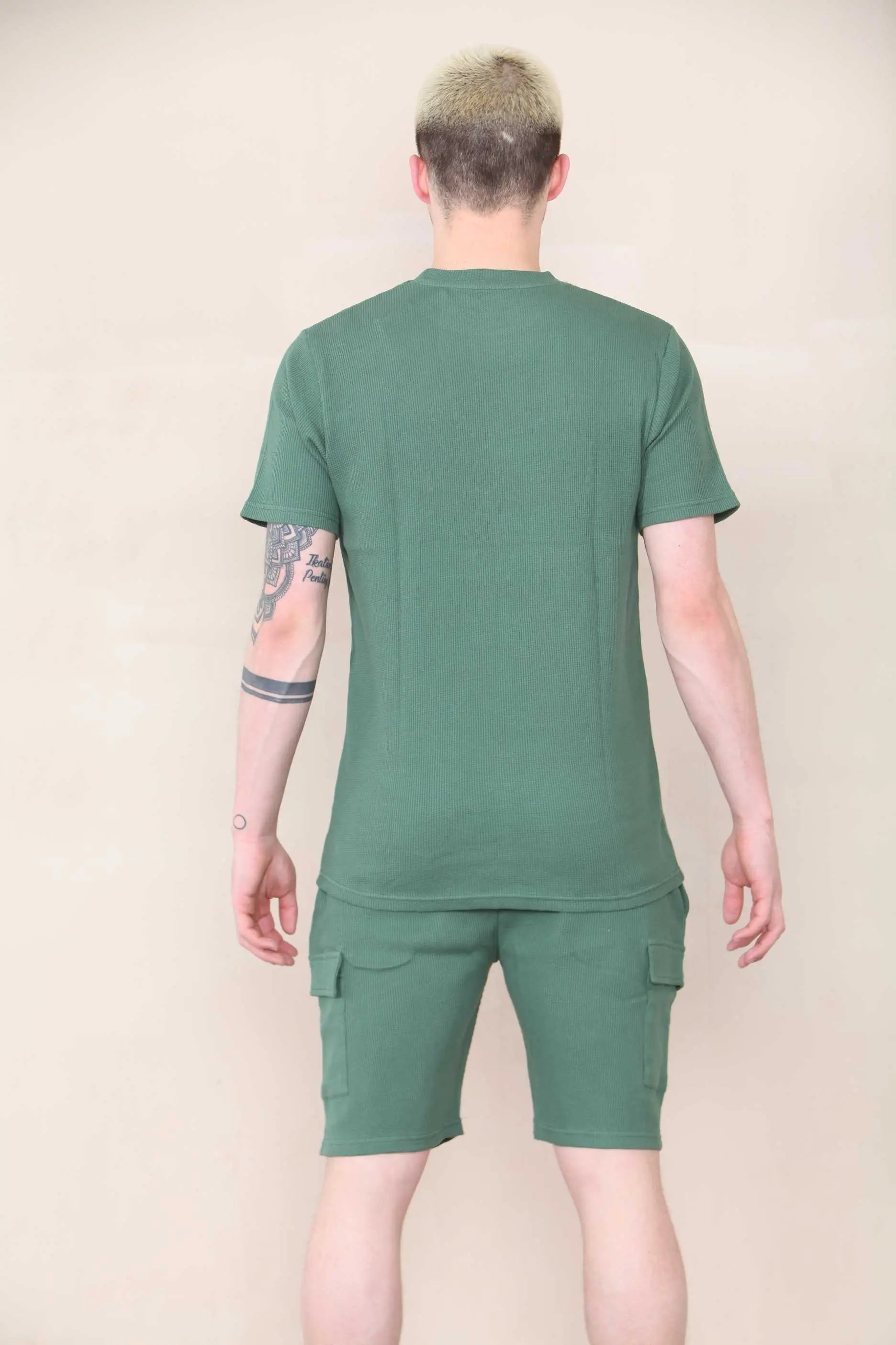 Slim Waffle T-shirt & Cargo Short Set -  Forest Cicay