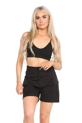 Trousers Casual Shorts Party Pants for Women In Black Cicay