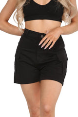 Trousers Casual Shorts Party Pants for Women In Black Cicay