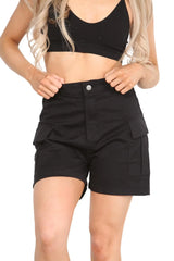 Trousers Casual Shorts Party Pants for Women In Black Cicay