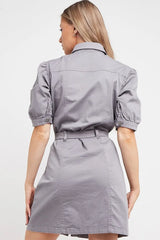 Utility Twill Dress  In Grey Cicay